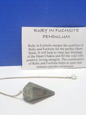 Vintage Ruby in Fuchsite Heart Stone Pendulum for Dowsing